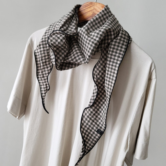 바비수 슈롬 체크 삼각 스카프