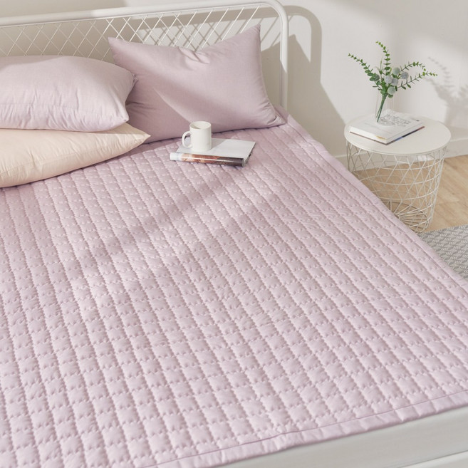 국내제조 띵스룸 몽글 먼지없는 알러지케어 사계절 고정밴드 침대패드, 몽글 라일락