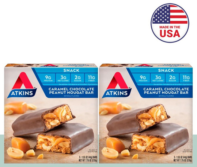 앳킨스 프로틴바 카라멜 초콜릿 땅콩 초코바 5개입, 2세트, 44g