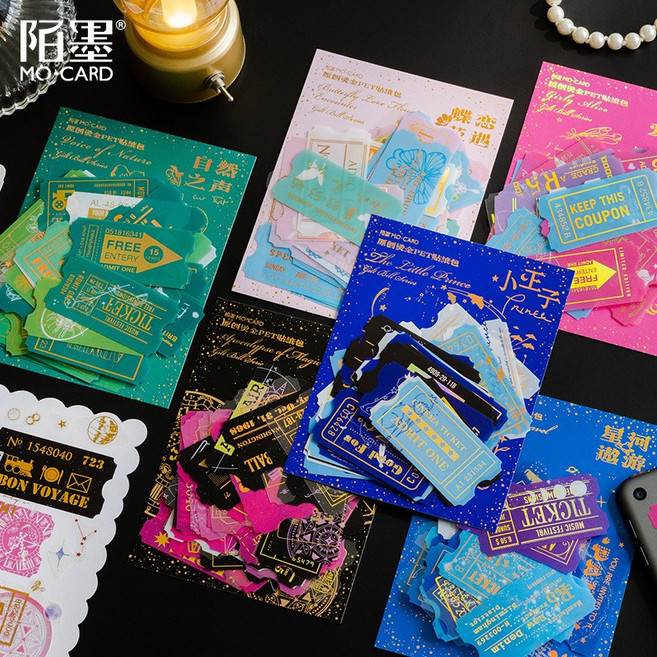 다꾸 갤럭시 금박 키치 라벨 스티커팩, D핑크, 1개