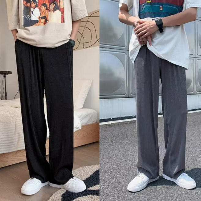 레이미스 남성 스판 골지 밴딩 빅사이즈 일자핏 팬츠