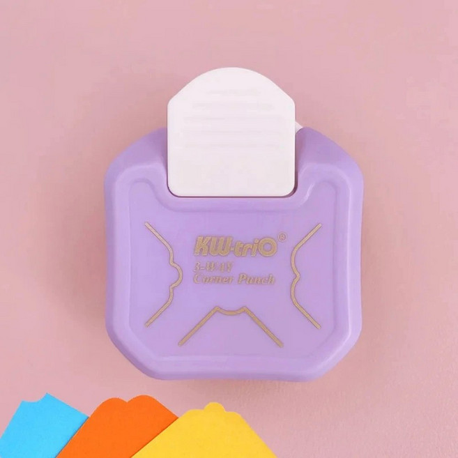 3-in-1 코너 라운더 펀치 미니 커터 R4/R7/R10mm 원형 트리머 스크랩북킹 DIY 사무용품, 04 Purple, Purple