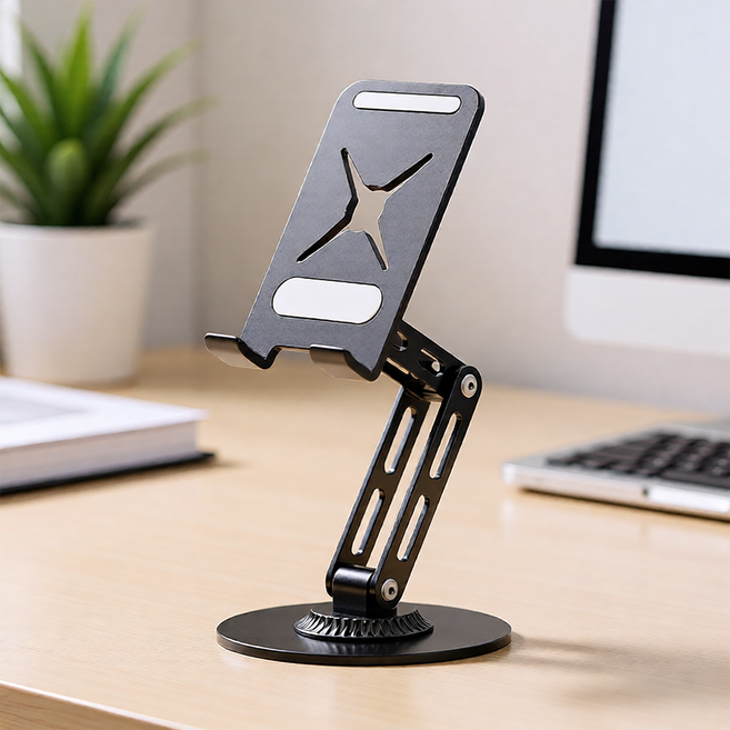 오우하하 360도 회전 높이 조절 태블릿 핸드폰 거치대, 1개, 블랙