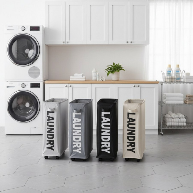 보너스홈 런드리 바스켓 대용량 빨래바구니, 진그레이