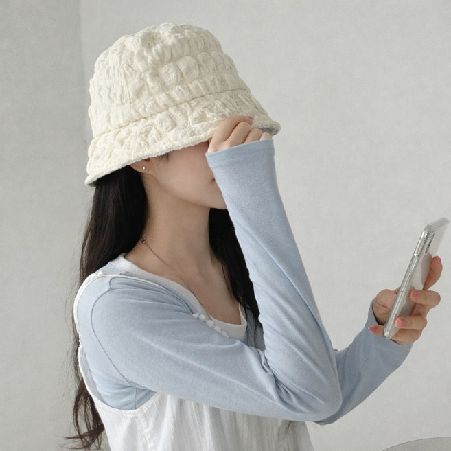 디아쿠아 얼굴소멸 여성 벙거지 모자 데일리 링클 버킷햇