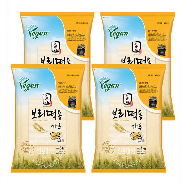 참식품 보리떡용가루 3kg, 4개