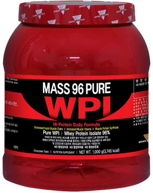 매스96 퓨어 WPI 단백질 보충제 프로틴 초코맛, 1kg, 1개
