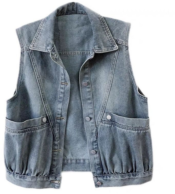 여성용 빈티지 데님 베스트 빅 포켓 조끼 재킷 Women's Vest 뉴타임즈 J665S570
