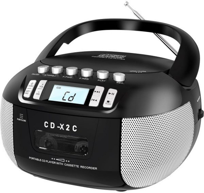 붐박스 USB 휴대용 DVD CD 및 카세트 플레이어 콤보 AM/FM 라디오가 포함된 Boombox 테이프 녹음 스테레오 사운드 AC/DC 전원 AUX/헤드폰 잭 가정용 수면, Black, Black