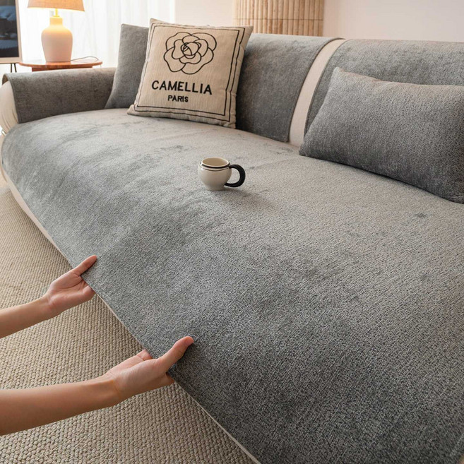 사계절용 미끄럼 방지 소파커버 거실 소파 매트 커버 심플 논슬립 쇼파 패드 YSQ, 1개, 다크 그레이