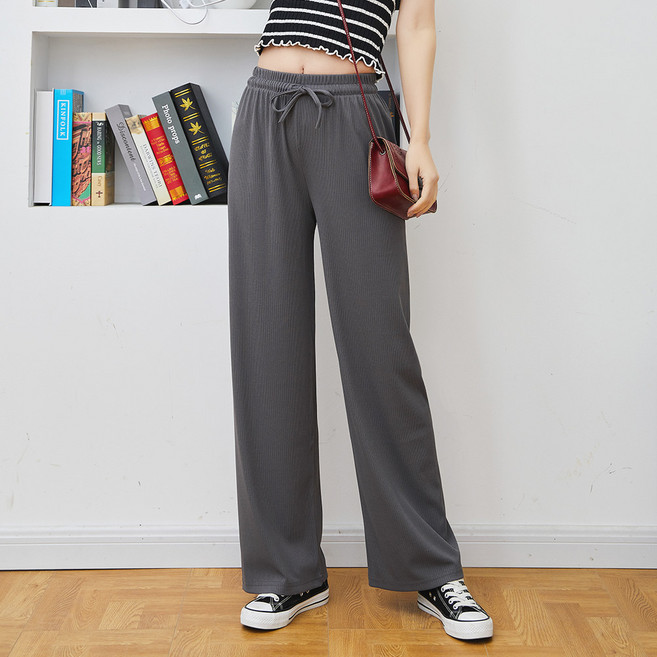 오버나인 여자 여성 세미 와이드 팬츠 밴딩 스판 바지