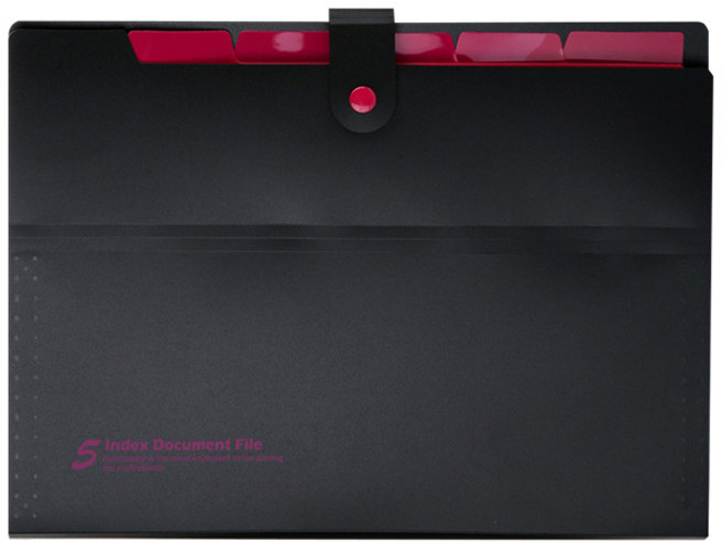 도큐먼트 파일정리 5칸 확장형 A4 서류 포켓 보관함, 블랙로즈