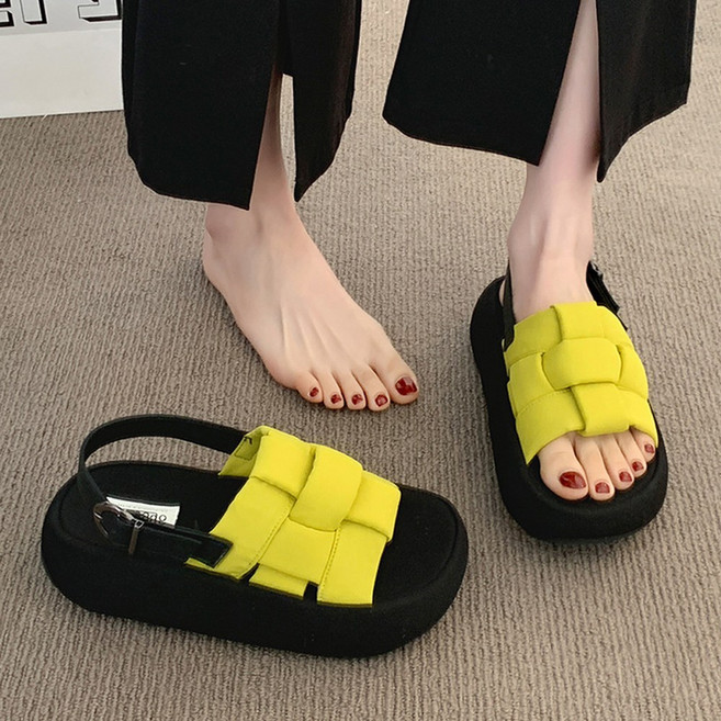 ZAJA 여성 샌들 통굽 키높이 스트랩 쿠션 여름 슬리퍼형 5cm