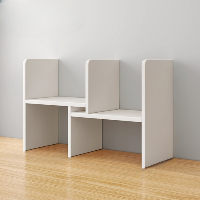 까마느 컴팩트 책상 책꽂이 선반 미니 책장 정리 화장대, 2단, 화이트