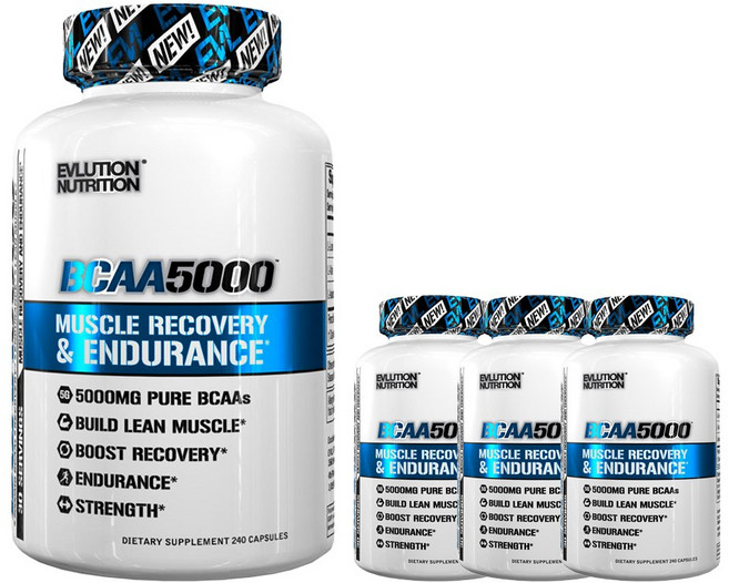 EVLUTIONNUTRITION BCAA支鏈胺基酸膠囊 5000mg, 240顆, 4罐