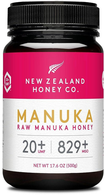 New Zealand Honey Co. Raw Manuka Honey UMF 20+ / MGO 829+ | UMF 인증 | 499g(17.4온스) | 순수 생 꿀, 17.6oz (500g), 1개