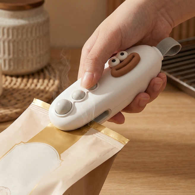 꼼수창고 휴대용 미니 실링기 컷팅 밀봉 화이트, 1개