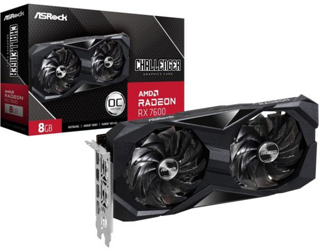 그래픽카드 게이밍 ASRock AMD Radeon™ RX 7900 XT 팬텀 20GB OC 그래픽 카드 320비트 7680 x 4320 0dB 사일런트 쿨링 3 DisplayP, RX 7600 Challenger 8GB 해외직구, 1개