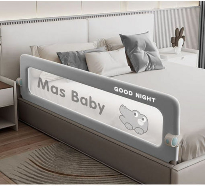 침대가드 난간 안전펜스 14단 높이조절 폴딩형 투명메쉬, 1. 글레이셔그레이L자형, 0.8미터 측면