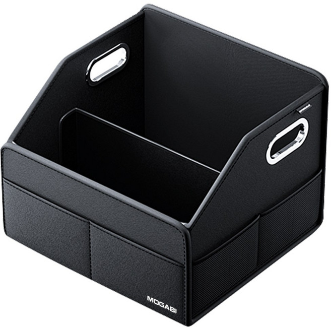 모가비 조수석 수납함 다용도 접이식 가죽 고급 정리함, 블랙 단색, 1개