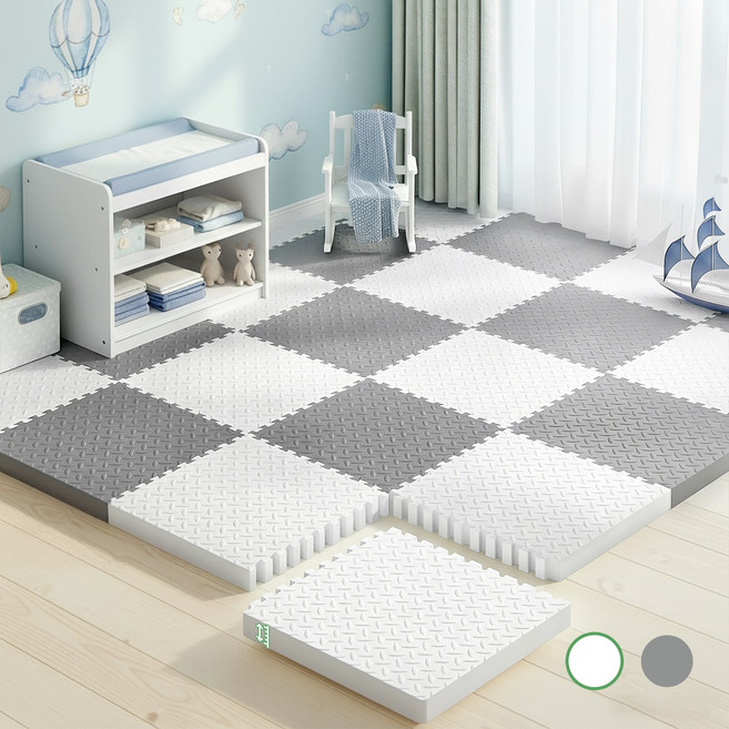 Soolink 스펀지 바닥 매트 두꺼운 층간소음 퍼즐매트 12P 거실 베란다 냉기차단 2cm, 12개, 화이트