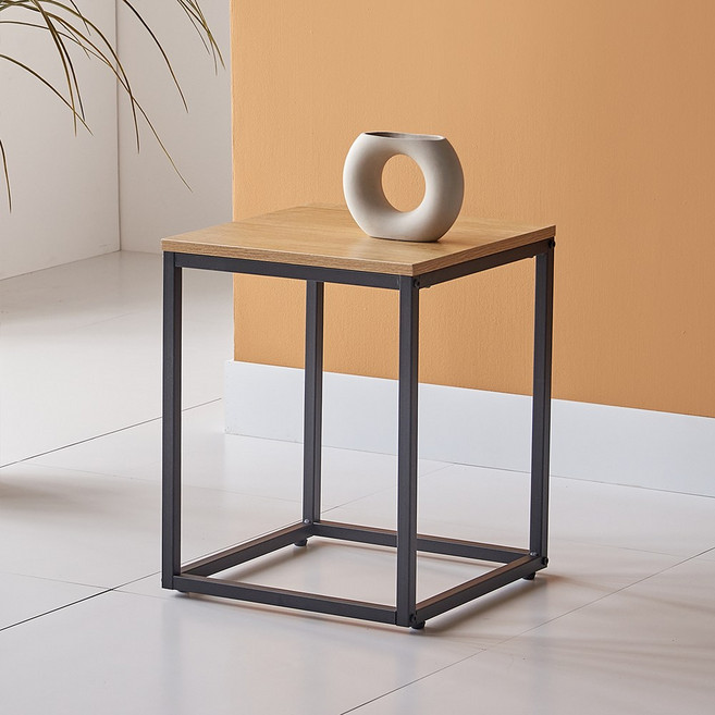 스테이인무드 쇼파 침대 거실 1단 사이드테이블, 블랙 바디_월넛