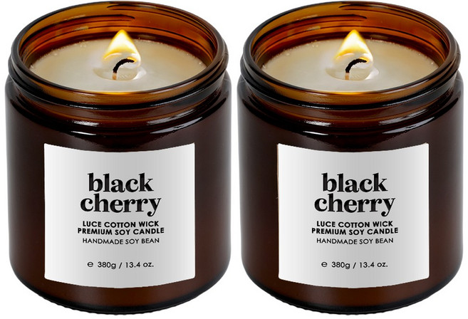 1+1 아로마컴퍼니 루체 소이 캔들 라지자 대용량 아로마 향초 불멍 힐링 명품 프리미엄 갈색병 캔들, 그린 우드 (깨끗한 숲속향), 라벤더 가든 (라벤더 생화향), 380g, 2개