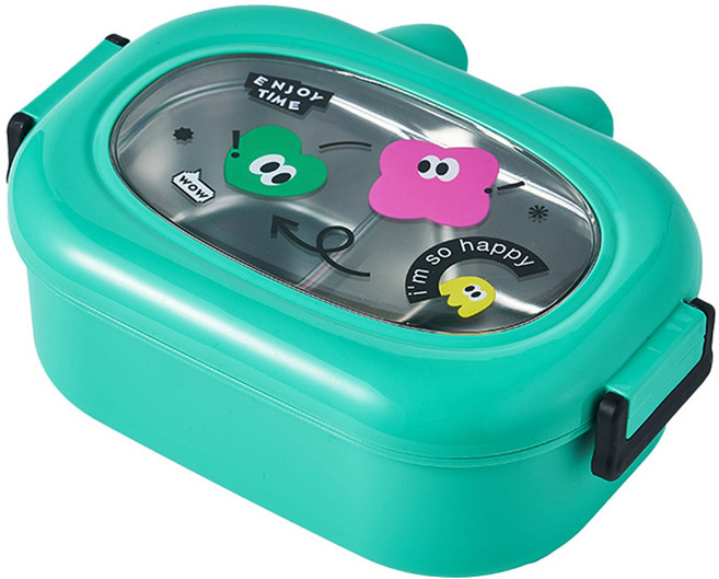 yoursun 큐트 일러스트 휴대용 도시락, 1개, 그린