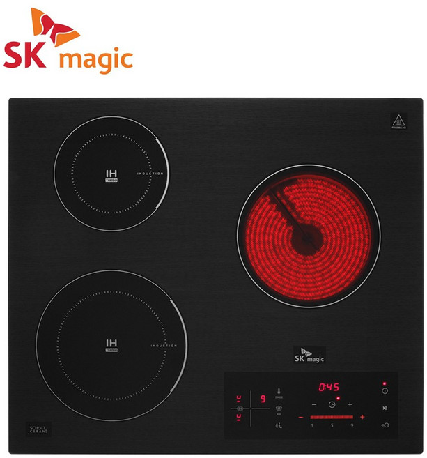 SK매직 3구 하이브리드 쿡탑 ERA-BHI30 인덕션2구+하이라이트1구, 빌트인