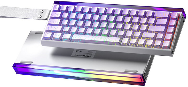 AULA 독거미 HERO 68 HE 유선 게임 키보드 고성능 마그네틱축 8KHz 폴링레이트 1600만색 RGB라이트, HERO 68HE, 퍼플 등고선측각-해황마그네틱축