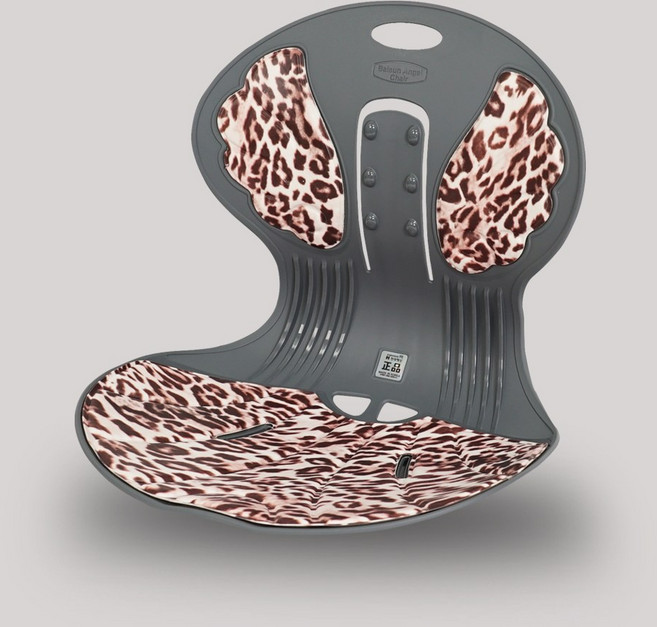 바른엔젤체어 레오파드 호피무늬 바른자세 허리보호의자, 브라운