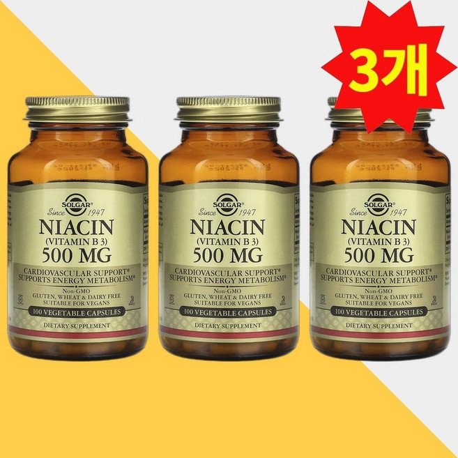 솔가 비타민B3 니아신 500mg 100캡슐 3개 나이아신 Niacin, 100정