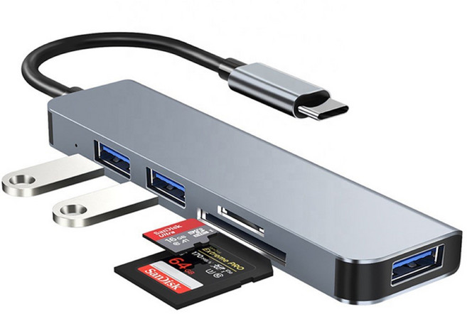 Type C 轉接頭 Hub Macbook USB HDMI 網路擴展塢, 1個, 五合一