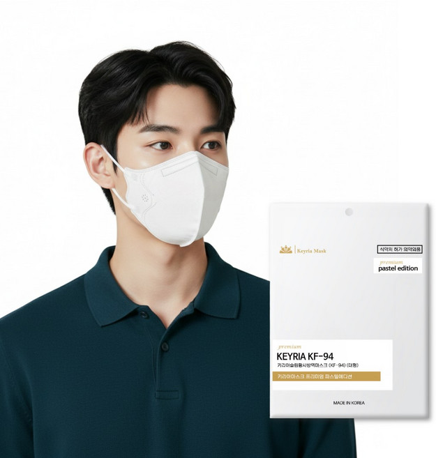 키리아 KF94 새부리형 국산 황사 마스크 슬림 대형, 화이트, 20개
