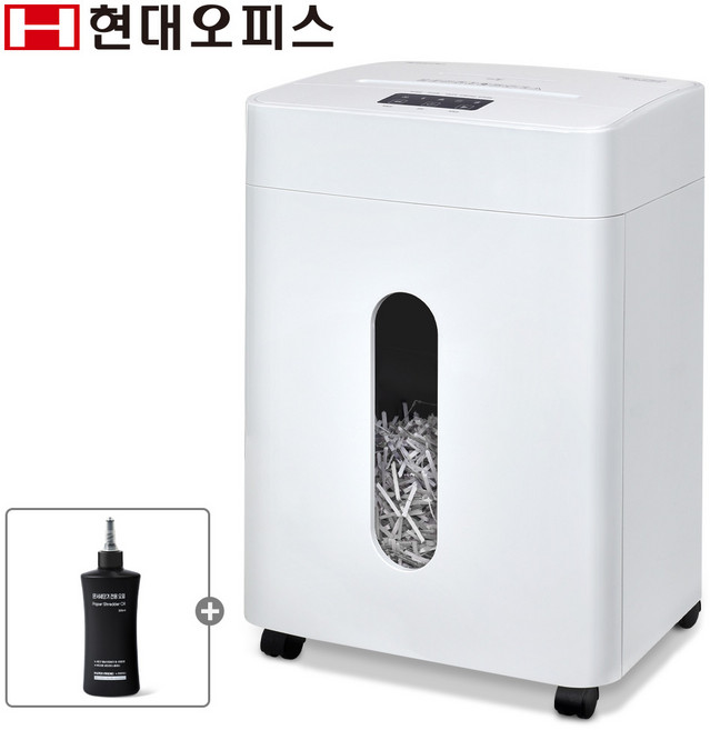 현대오피스 페이퍼프랜드 문서세단기 PK-1005CD +오일 / 최대 15매 사무용 서류 종이 파쇄기, 화이트