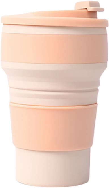 [시크벨] 접이식 실리콘 텀블러 휴대컵, 1개, 500ml, 피치