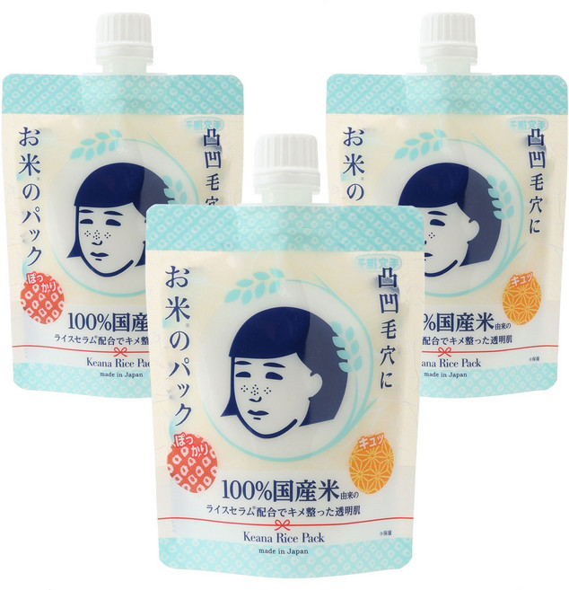 石澤研究所 毛穴撫子 日本米精華水洗面膜 170g, 3個, 1個