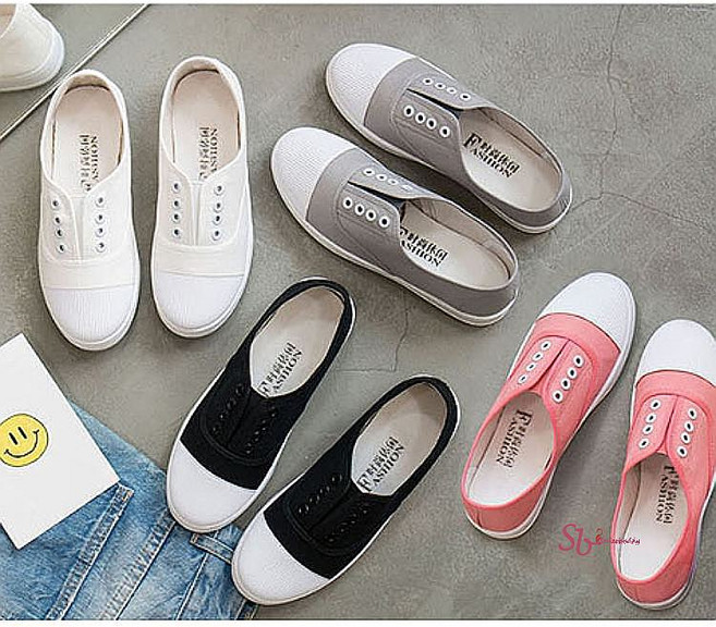 슬립온 여성 학생 캐주얼 단화 운동화 여자 끈없는 여름 검정 캔버스 키높이mno924