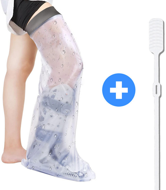 굿앤윌 깁스 방수커버 +깁스긁개 세트 통깁스 기브스 샤워, 1개, 다리 대+깁스긁개