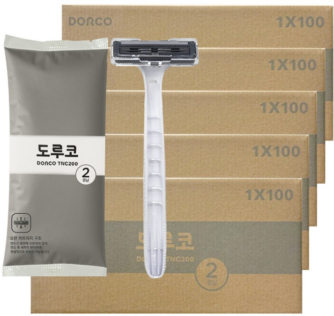 도루코 TNC200-1P 트윈 2중날 휴대용 면도기 개별포장 일회용 업소용, 500개, 1개입