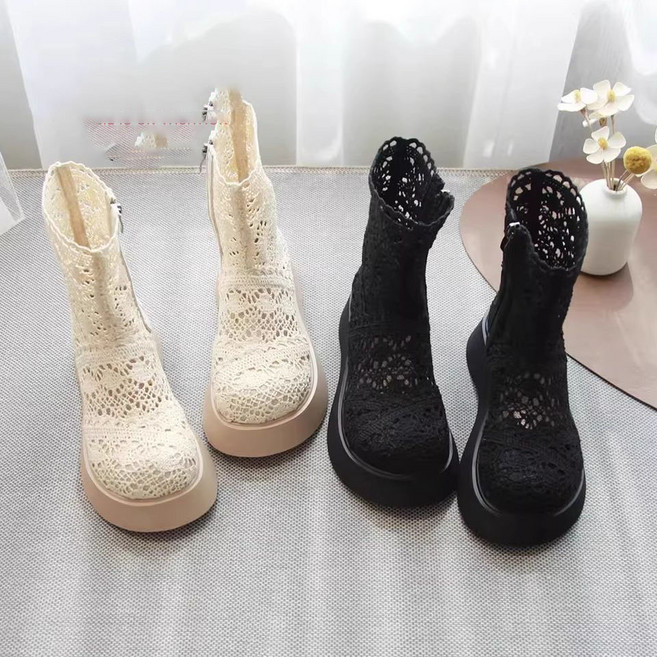 페이준 여성 봄 여름 펀칭 워커 레이스 샌들 통기성 슬림 부츠 LN2741