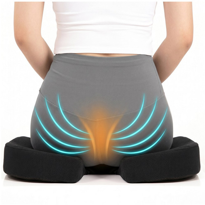 마켓리브 고밀도 메모리폼 에어매쉬 엉덩이 방석, 블랙