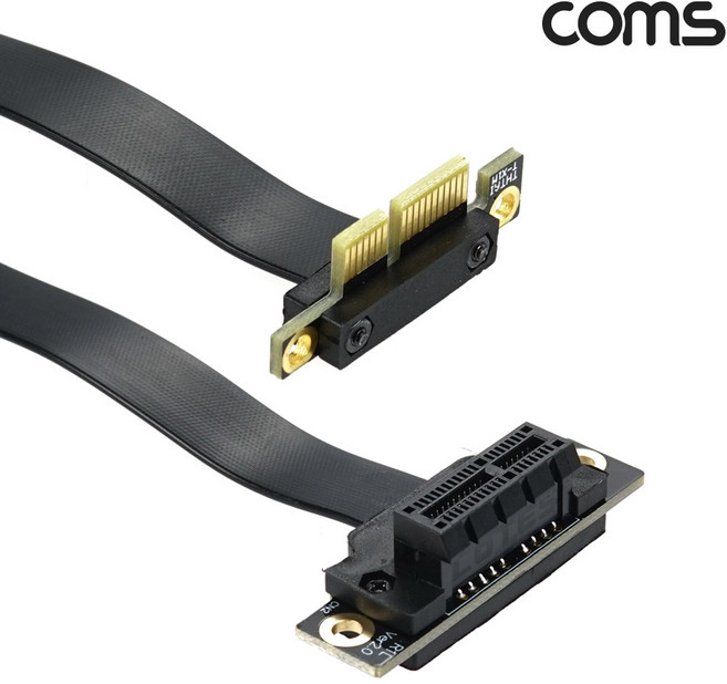 Coms PCI-Express x1 연장 꺽임 아답터 20cm/BD205/PCI-E 1X(배속) 슬롯 연장 양쪽 꺽임 확장 어댑터 케이블(M/F)/1:1 연결 구조, 1개