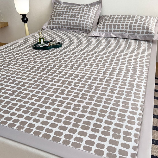 綺夢 涼蓆 冰絲席 兩件套/三件套設計, 綺夢-咖啡棕牀蓆,2*2.2m涼蓆+枕套2只