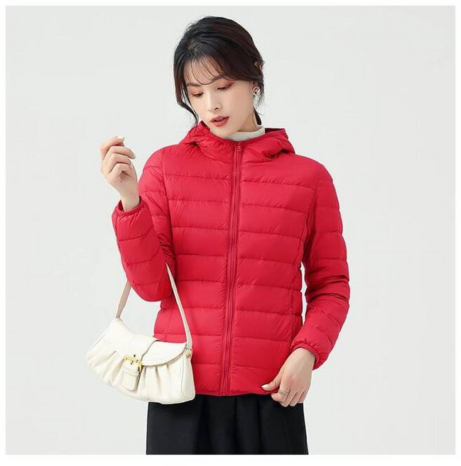 連帽輕薄羽絨外套女 - 防風保暖大碼