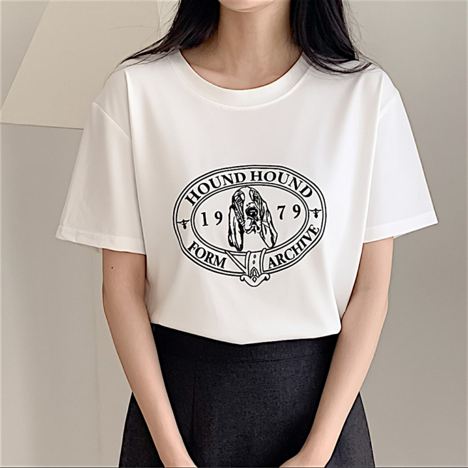 코코라벨라 여성 라운드넥 프린팅 레터링 반팔티셔츠