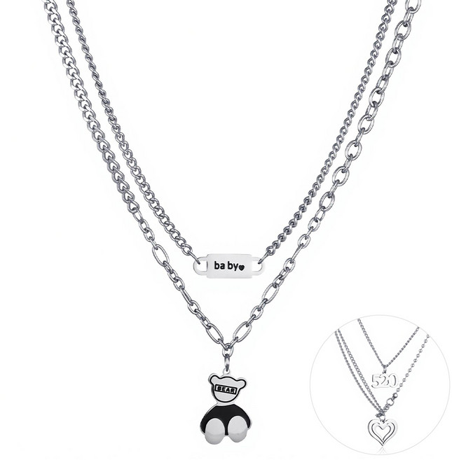 티타늄 스틸 목걸이1+1 남녀공용 커플 데일리