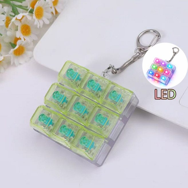 치프몰 기계식 키보드 투명 키캡 LED 열쇠고리 9캡, 1개, 황록색