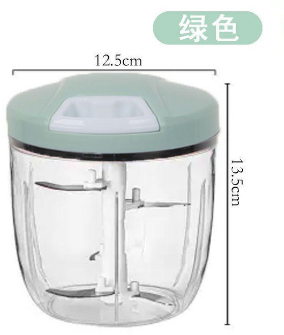 手動多功能絞菜器 搗蒜泥神器 絞肉機, 升級五刀片1000ML大號綠, 1個