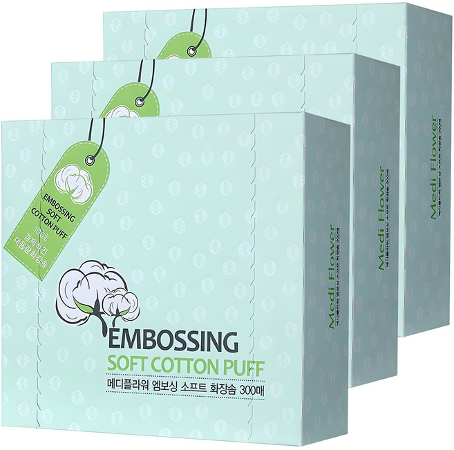 메디플라워 엠보싱 소프트 화장솜, 300개입, 3개